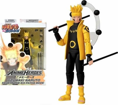 Bandai - Anime Heroes - Naruto Shippuden - Naruto Uzumaki Figuur in Kluizenaarmodus Rikudo Sage of Six Paths Mode 17 cm - Officieel gelicentieerd - Naruto actiefiguur - Speelgoed voor kinderen 4+ - 36908