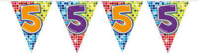 5 Jaar Mini Vlaggenlijn Birthday Blocks - 3 meter