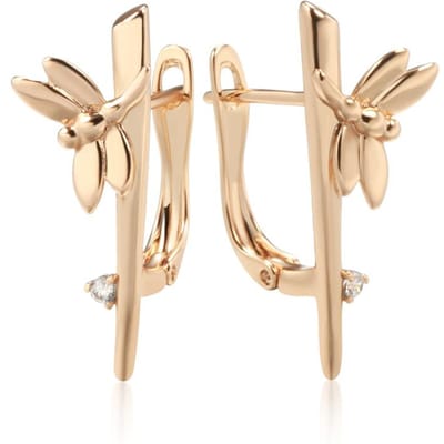 Boucles d'oreilles Anglaises Libellule Brillantes Mode Pour Femmes Simples Or Rose Longues Pendantes Mariée Mariage Bijoux Quotidien beige