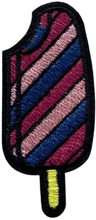 Ijs - lolly - icecream - strijkapplicatie - Strijk Embleem Patch 5 cm / 4 cm / rood - carnaval - zwart