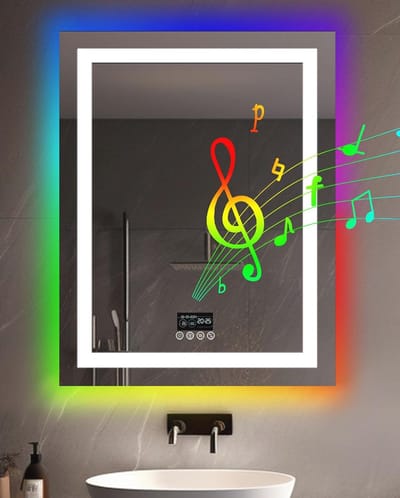 Badkamerspiegel met Verlichting en Bluetooth - RGB Kleurverandering, 90 x 70 cm, Condensvrije Spiegel met Aanraakschakelaars