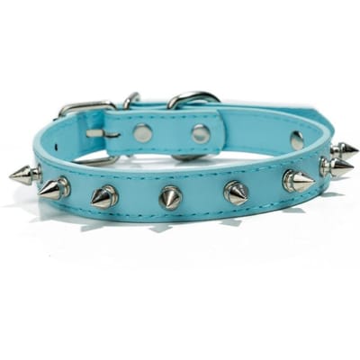 Harp Spiked Studded Lederen Halsbanden Pu Voor Kleine Middelgrote Honden Huisdier Kraag Klinknagels Anti-Bite Huisdier Producten Nekband (sky blue,M)