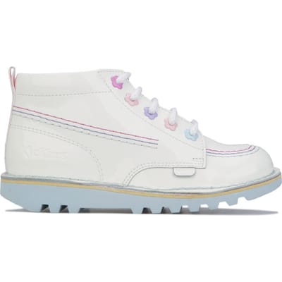 Kickers Kinder Kick Hi Fleur Patent Meisjeslaarsjes in Wit