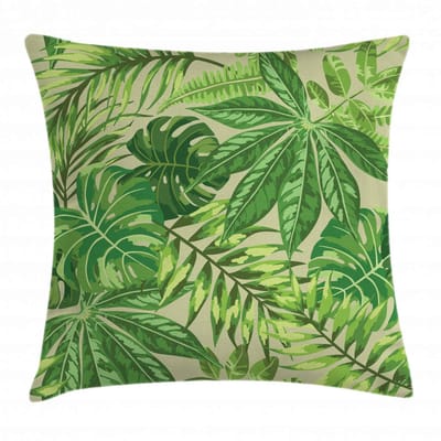 ABAKUHAUS Groene Blad Kussenhoes – Dubbelzijdig Bedrukt – 50x50 cm