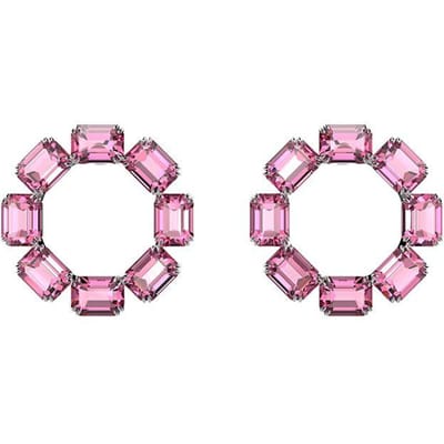 Swarovski Millenia Grote Hoepeloorbellen Achthoekige Slijping Imitatiekristal Roze Damesoorbellen 5614296 Shopping Bag,Pink,F pink