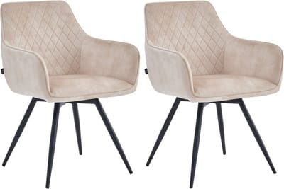 Colenis® - Sierra Eetkamerstoel - Set Van 2 - Beige - Adoré Velvet - Industrieel - Draaibaar - 360°