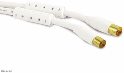 IEC (m) - IEC (v) coaxkabel | >100 dB + ferriet | CCS | verguld | recht | wit | 1 meter