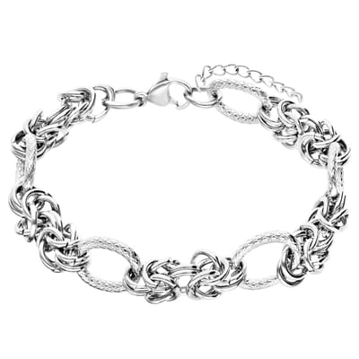 Lucardi - Dames Stalen armband met bewerking - Armband - Staal - Zilverkleurig - 20 cm