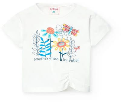 Boboli Knit T-shirt Met Korte Mouwen Wit 7 Years Meisje