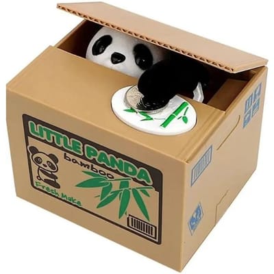 Geautomatiseerde Panda Spaarpot, Kat en Hond Muntenstel Bankje, Geld Bespaar Box, Schattige Kitty Munten, Spaar Box black