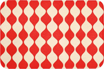 Badmat 90x60 cm - Antislip - Golvend patroon - Retro - Rood - Beige - Badmatten voor badkamer - Badkamermat - Douchemat - Badkamer mat