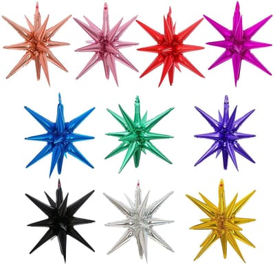 Dailygoods- Ballonnen 10 Stuks - Aluminium Filmballonnen - Goud/Zilver/Roségoud/Zwart/Blauw/Rood/Roze/Groen/Paarse - Feestdecoraties - Sterballonnen - 22 Inch - Feestballonnen