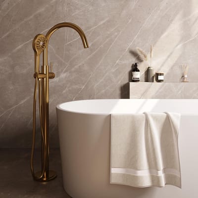 Brauer Gold Edition Vrijstaande Vrijstaand Badmengkraan - met 3 Standen Handdouche - Doucheslang - Goud Geborsteld Pvd