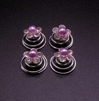 Curlies lila parel met 5 blad strass