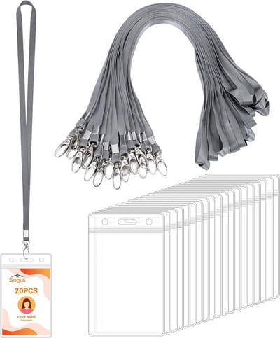 Set van 20 Waterdichte Badgehouders met Lanyards voor Naamkaarten - Verticaal Formaat