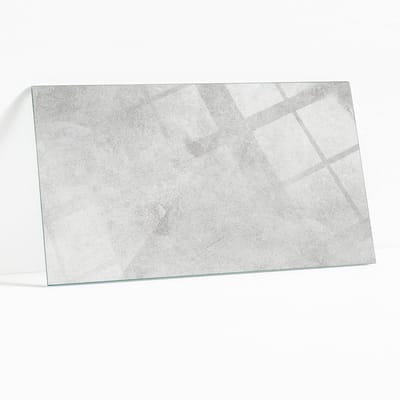 Wallfluent - Betontextuur Met Scheuren Glazen Plaat - 100 x 50 cm - Grijs Glasplaat Tafel - Rechthoekig Tafelblad Glas - Gehard Glas - Glazen Tafelblad voor de Woonkamer