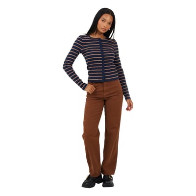 Brave Soul Para-jeans met middelhoge taille en rechte pijpen voor dames (Lichtbruin)