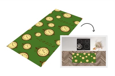 Keukenloper - Loper keuken - Londen - Vintage - Klok - Patroon - 120x50 cm - Keukenloper vinyl