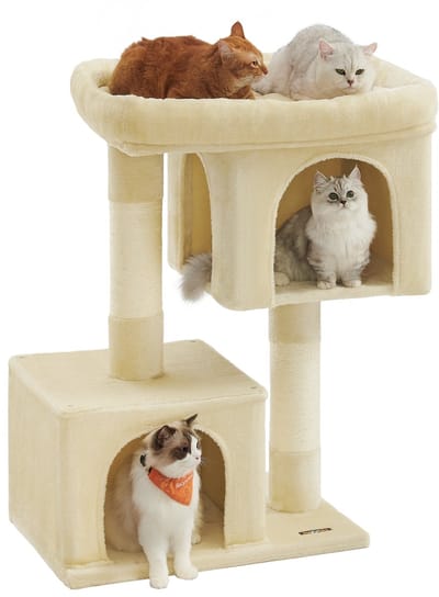 Feandrea - Krabpaal - Kattenboom - Grote Platform - 2 Kattenhuisjes - Sisalstammen