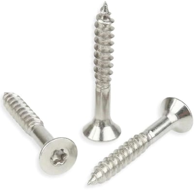 Roestvrijstalen houtschroeven A2: 4 x 45 mm (schroefdraad 30 mm) | verzonken kop TORX (TX) | roestvrij staal A2 (V2A / AISI 304) | constructie/spaanplaat/terras/enz.: 1500 stuks