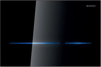 Geberit Sigma80 bedieningsplaat - 2-toets spoeling - rechthoekige knoppen - reservoir - 12cm - Infrarood - 230V - glas - glas zwart