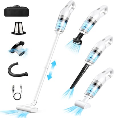 MIVRAY Steelstofzuiger Stofzuiger 4-in-1 - Lichtgewicht Oplaadbare Stofzuiger Met 350 ml Inhoud En 10000Pa - Voor Auto En Thuisgebruik - ABS - Zwart