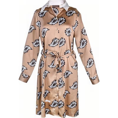 Mucho Gusto Dress Avignon Leopard White Collar Beige Größe: S | Blusenkleider Outlet | Damen | Weiß