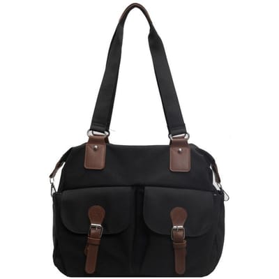 Nylon Stoffen Tas Schoudertas Eenvoudige Casual Draagtas voor Dames Nieuwe Grote Capaciteit Multi-pocket Pendelaar Postman Tas 35*15*26 black