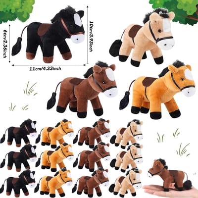 12-120 Stuks 4-inch Paard Knuffeldier Paard Speelgoed Paard Pluche Adopteer een Paard Feest Bedankje Staand Knuffelpaard Mini Pluche Verjaardag 12 PCS