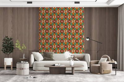 Behang - Fotobehang Design - Retro - Oranje - Abstract - Breedte 165 cm x hoogte 220 cm
