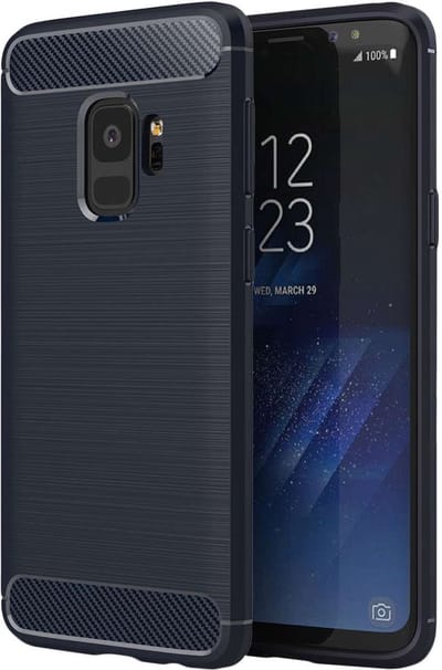 ebestStar - Hoes geschikt voor Samsung S9 Galaxy, TPU Bescherming Cover, Koolstof Design Hoesje, Donkerblauw