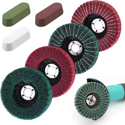 7 Delige Nylon Fiber Flap Schijven Set Rood & Groen - Polijst- en Schuurwielen (120-320 Grit)