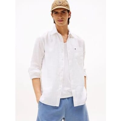 Overhemd Lange Mouw Tommy Hilfiger MW0MW39425 PIECE DYE-YBS WHITE
