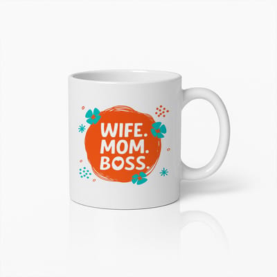 Wife Mom Boss Mok – 330 ml Krachtige Koffiebeker – Inspirerend Quote Cadeau voor Moeders, Echtgenotes en Sterke Vrouwen