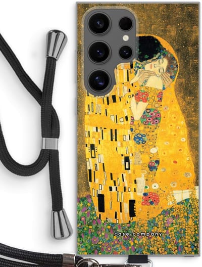Case Company® - Hoesje met koord geschikt voor Samsung Galaxy S24 Ultra hoesje met Koord - Der Kuss - Telefoonhoesje met Zwart Koord - Bescherming aan alle Kanten en Over de Schermrand