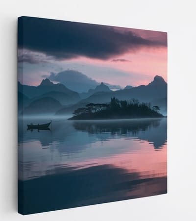 Saammp Canvas Schilderij - boot - Rustgevend - Landschap - Natuur - 20x20 - Foto op canvas - Wanddecoratie - Muurdecoratie Woonkamer - Slaapkamer decoratie - Canvas Print