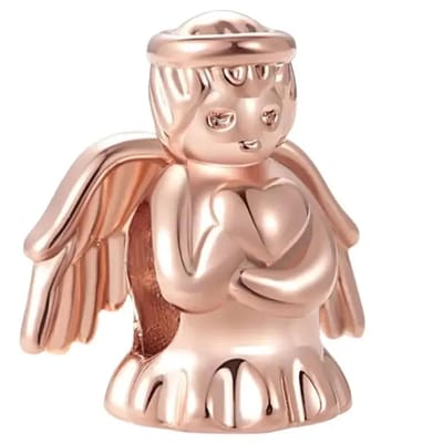 Fler® | 925 Sterling Zilver Bedels | Bedel Beschermengel | Kristal | Past op populaire bedel armbanden (standaard-3mm) | armbandbedel | Rosegoud Engel charm | Sinterklaas kado | Kerstcadeau |