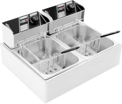 DYNA® Frituurpan dubbel - Frituurpan - Zilver - ‎‎55cmx 44cm x 30 cm; 8.4 kg