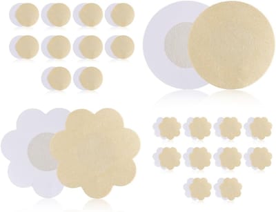 Pack van 40 Nipple Covers - Ronde Satijnen Nipple Pads, Plakbare en Onzichtbare Tepelstickers in Zwart/Bruin
