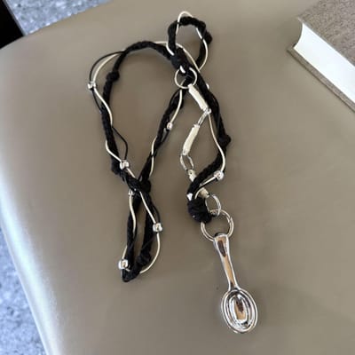 Collier pendentif cuillère - Style long pour l'automne et l'hiver, Chaîne de pull à cordon noir vintage pour femmes gray