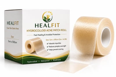 Healfit - Hydrocolloid Acne Patch Roll - Pimple Patch op Rol - Waterproof - Transparant & Op Maat Knipbaar - 5cm x 5m