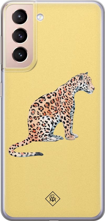 Casimoda® hoesje - Geschikt voor Samsung S21 - Leo Wild - Backcover - Siliconen/TPU - Geel