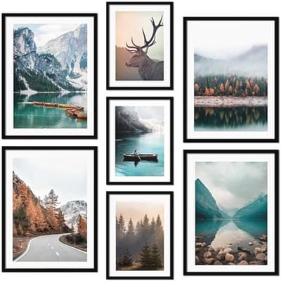 Set van 7 Posters voor Wanddecoratie | Styling voor Woonkamer en Slaapkamer | Hoogwaardige Prints met Zwarte Lijst
