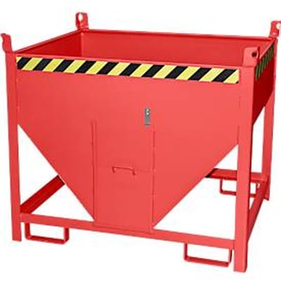 Bauer silocontainer SGS 50, met schuifpoort, L 1000 x B 1200 x H 1025 mm, 0,5 m³, tot 750 kg, staal, vuurrood