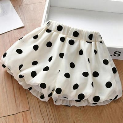 Meisjesbroek Zomer Polkadotshorts Kinderbroek Gedragen over 110 wit