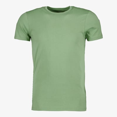 Unsigned heren T-shirt katoen ronde hals lichtgroen - Maat S