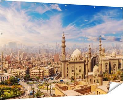 Gards Tuinposter Moskee in Cairo, Egypte - 180x120 cm - Tuindoek - Tuindecoratie - Wanddecoratie buiten - Tuinschilderij