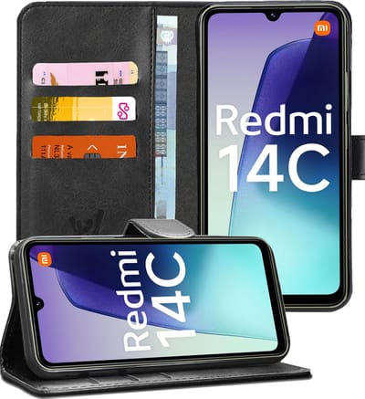 Hoesje geschikt voor Xiaomi Redmi 14C / Redmi A4 / Poco C75 - Portemonnee Book Case Zwart