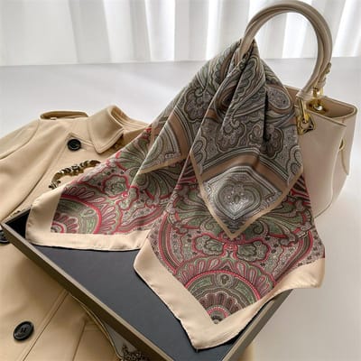Europa Amerika Retro 70*70cm Zijden Vierkante Sjaal Vrouwen Haarband Tas Haarband Necksjaal Hoofdband Foulard Lint Meisje Hijab 70X70cm