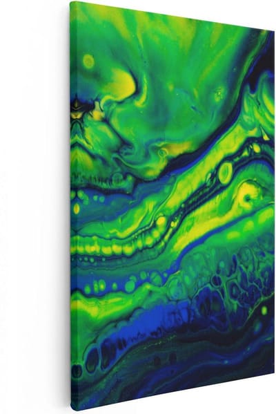 Artaza Canvas Schilderij Abstracte Kunst - 20x30 cm - Klein - Wanddecoratie Woonkamer - Muurdecoratie Blauw - Kamer Accessoires